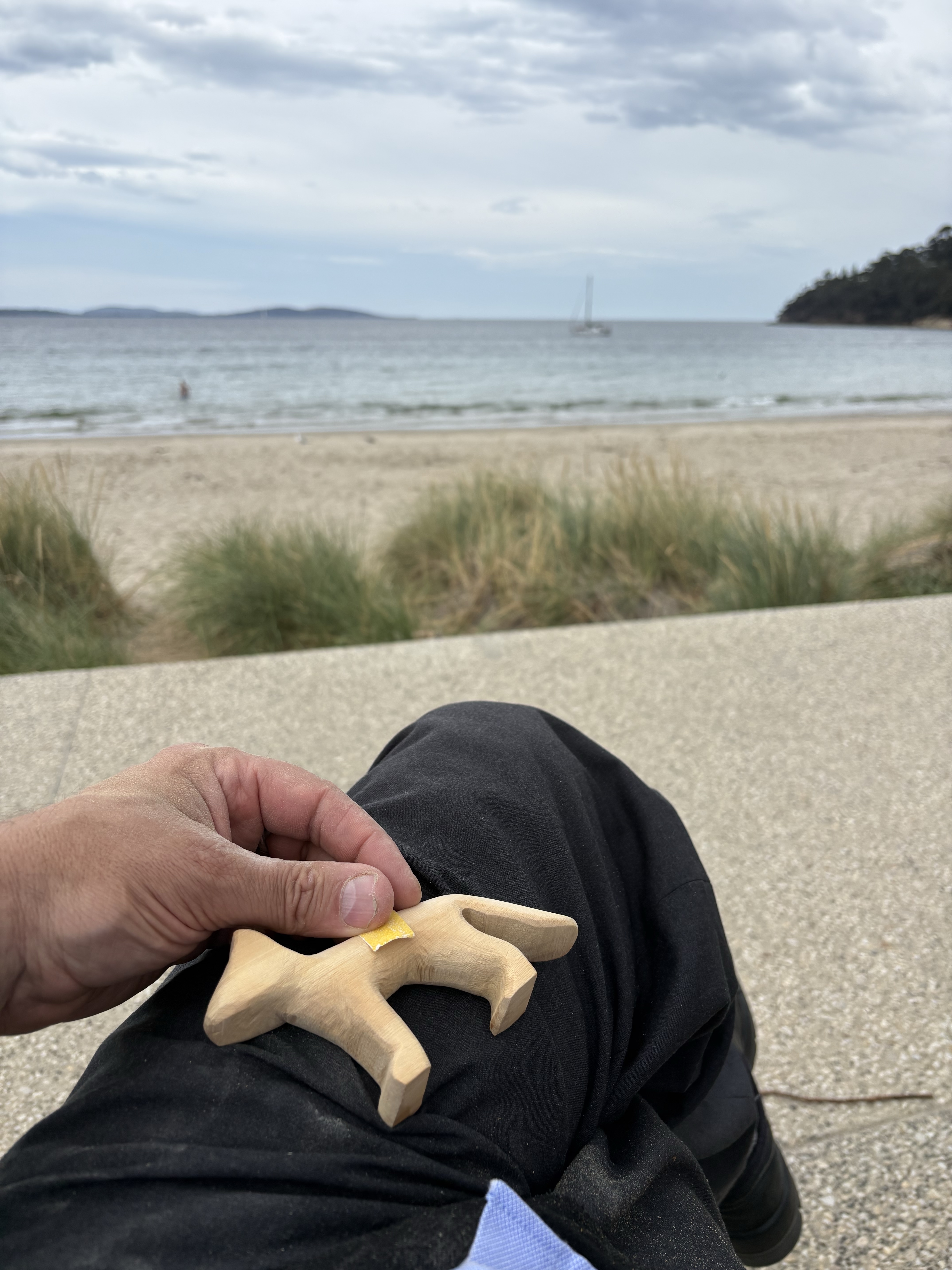 We made and sold craft while sitting on a park bench: